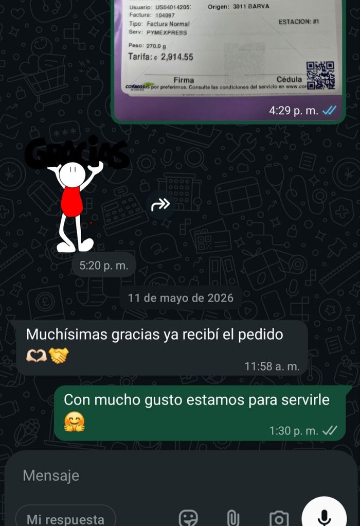 Mensaje de cliente satisfecho