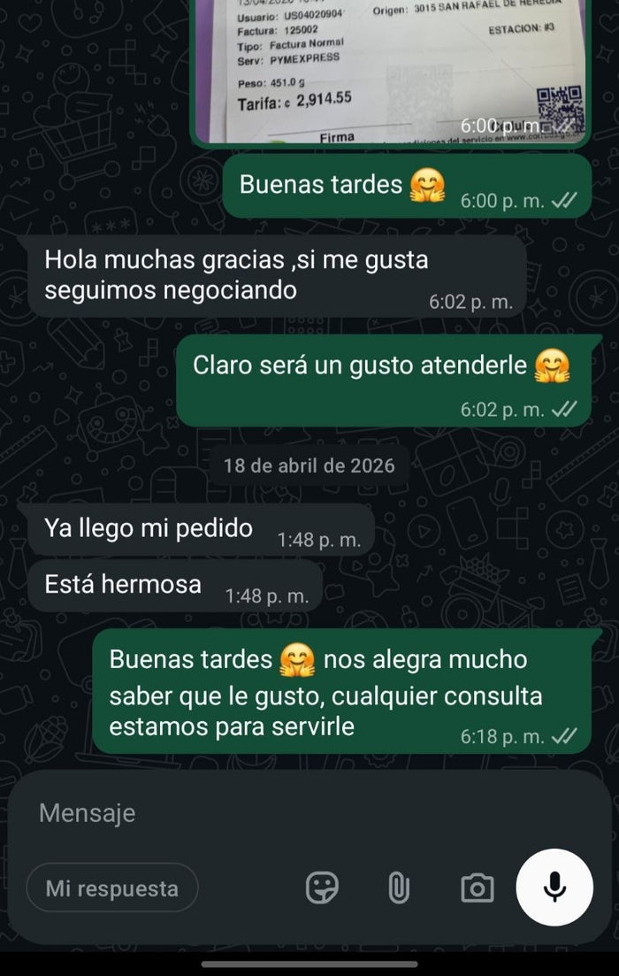 Mensaje de cliente satisfecho