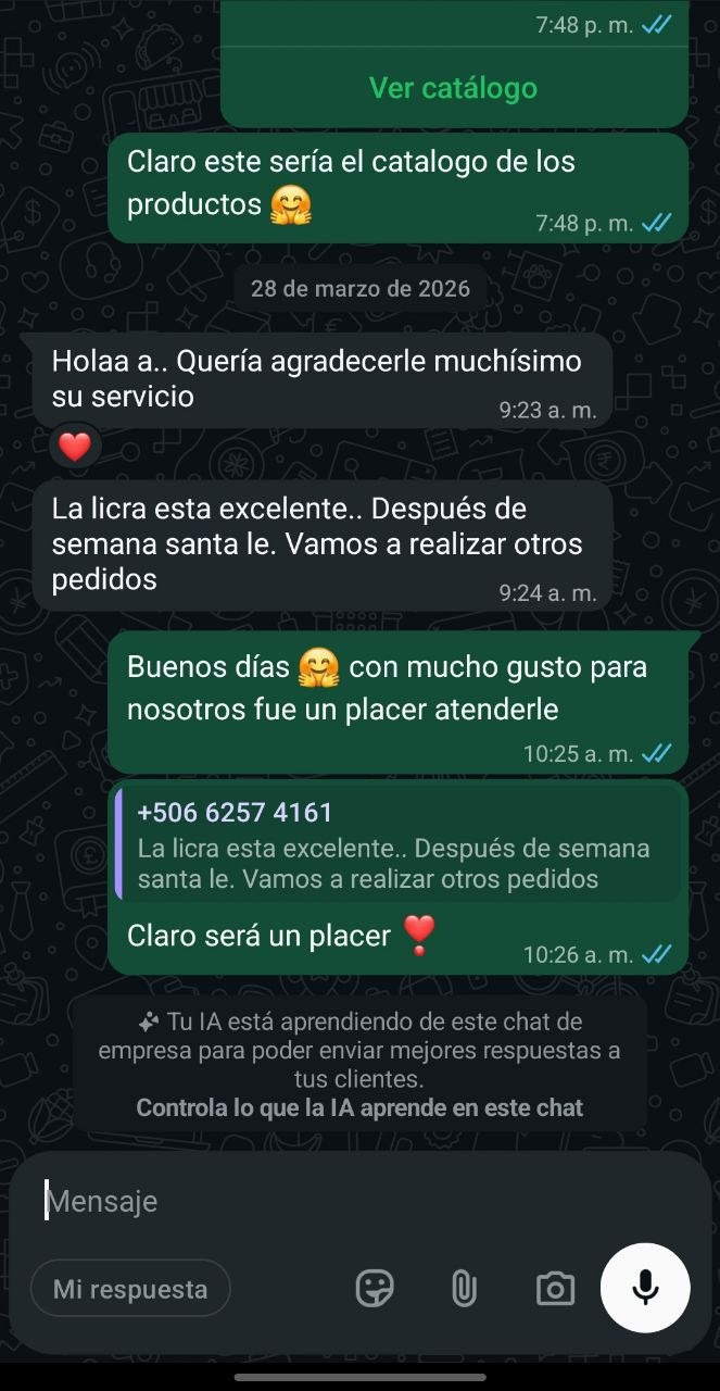Mensaje de cliente satisfecho