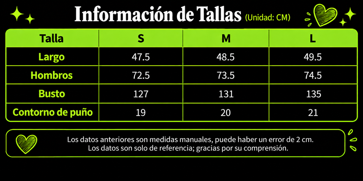Guía de tallas Suéter Urban - Negro
