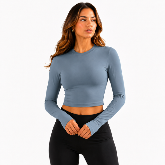 Blusa Crop Mavi - Azul Niebla