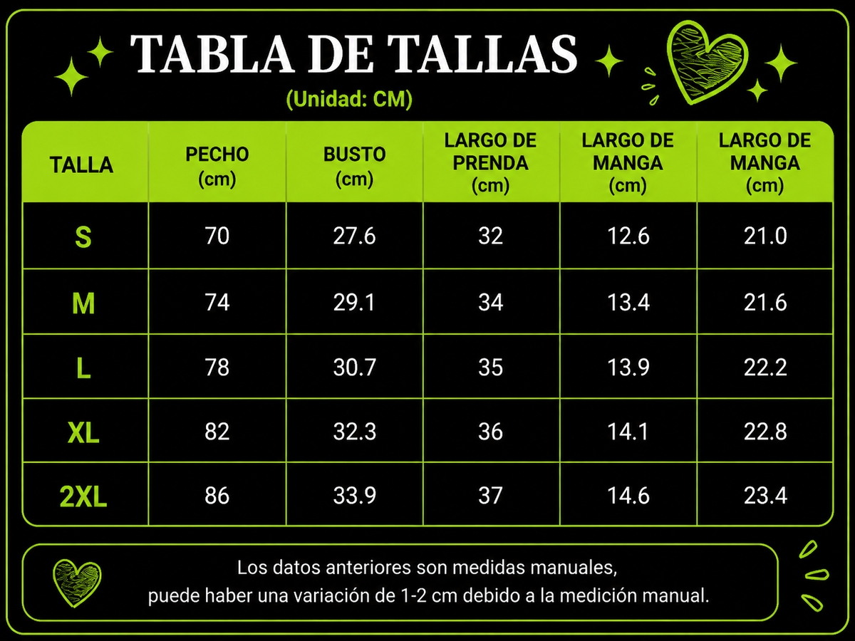 Guía de tallas Crop Top Vitta - Café Almendra